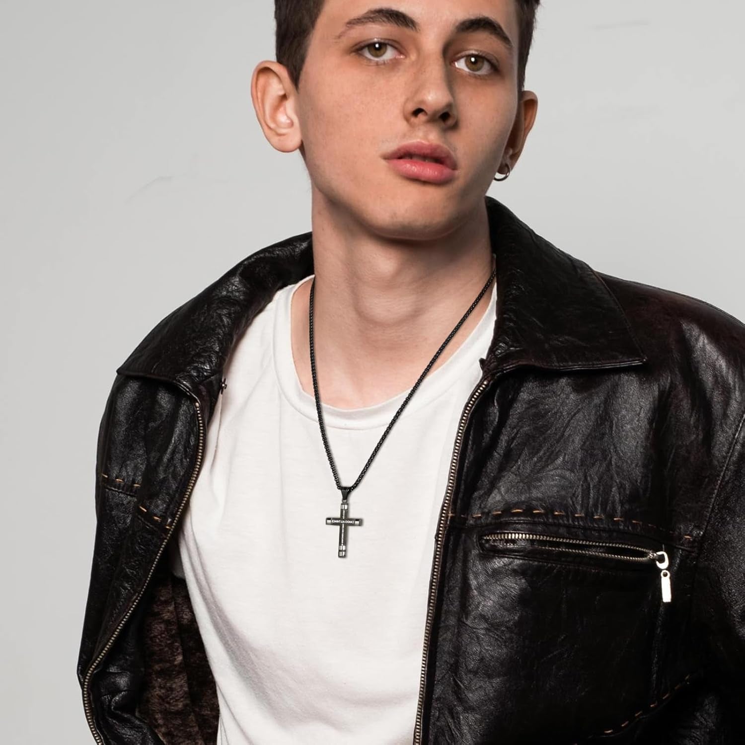 Philippians 4:13 Cross Pendant STRENGTH Bible Verse Stainless Steel Necklace 3 Colors Available