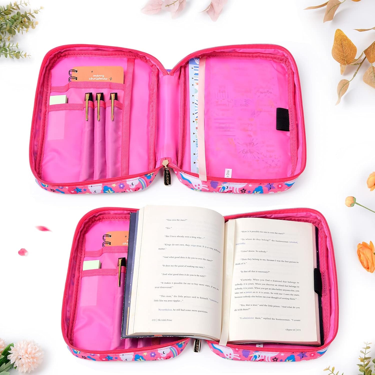 Bible Cover for Women,Bible Cases,Book Cover,Bible Bags Floral Pattern with Handle Fits for Standard Size Bible